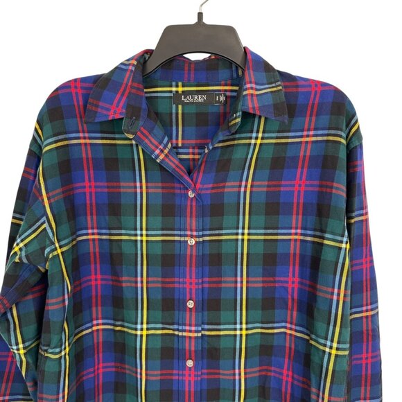 Lauren Ralph Lauren Womens Plaid Button-Down Shirt Multicolor Long Sleeve Size S - Picture 7 of 9
